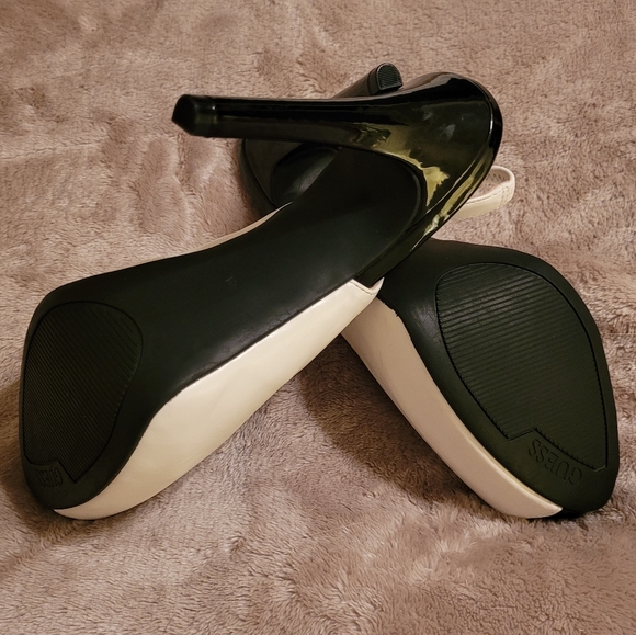 GUESS BLACK/WHITE SLINGBACK PUMPS 9 NWT - Picture 6 of 11